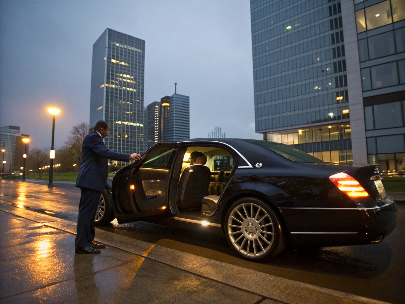 Luxury black sedan executive vehicle